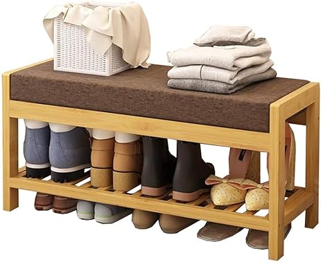 JINHH Banco Zapato, Zapatero Almacenamiento De Las Heces De Bambú Suave