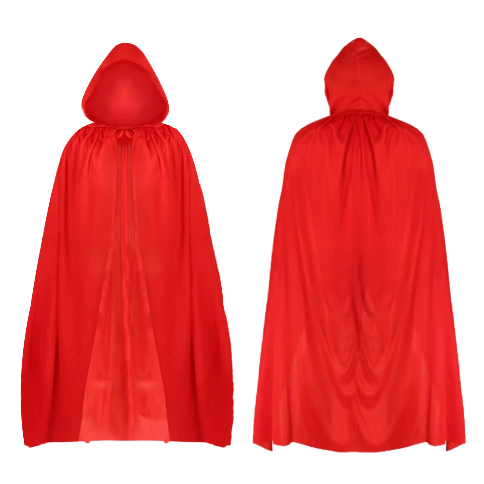 XiangJunly Red Cloak With Hood, Halloween Cape, Long Robe, Medieval Costume for Fancy Dress Gothic Vampire Devil Cosplay Party Witch Costumes