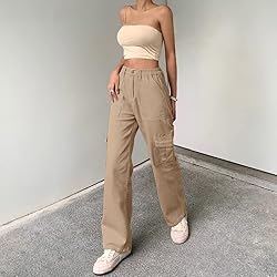 QYANGG High Waist Cargo Pants Women Stretch Baggy