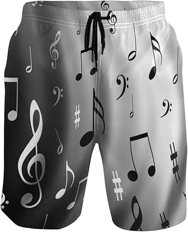 mens black and white swim trunks