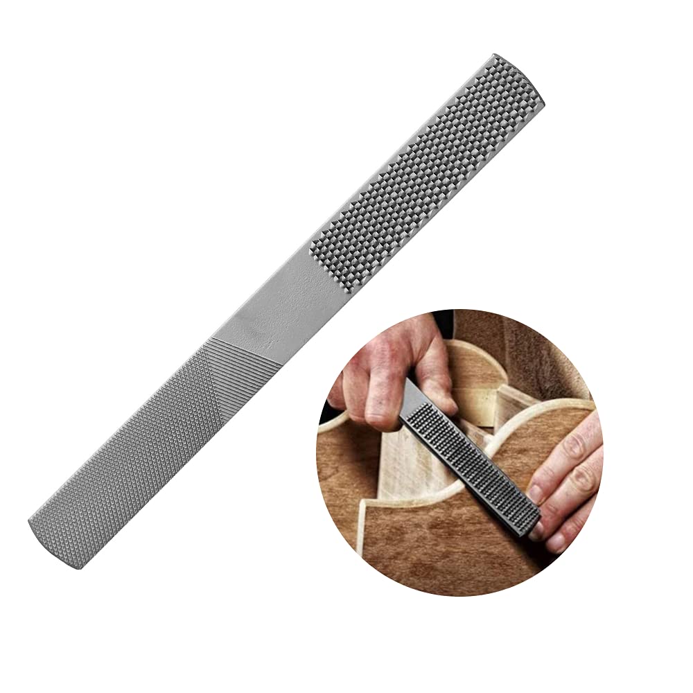 4 in 1 Half Round Flat Rasp,Carbon Steel Wood Rasp,Hand Rasp Files for Shaping Wood Leather Plastic Metal,Wood Carving Files Rasp for Carpenter Repairment 8 Inch