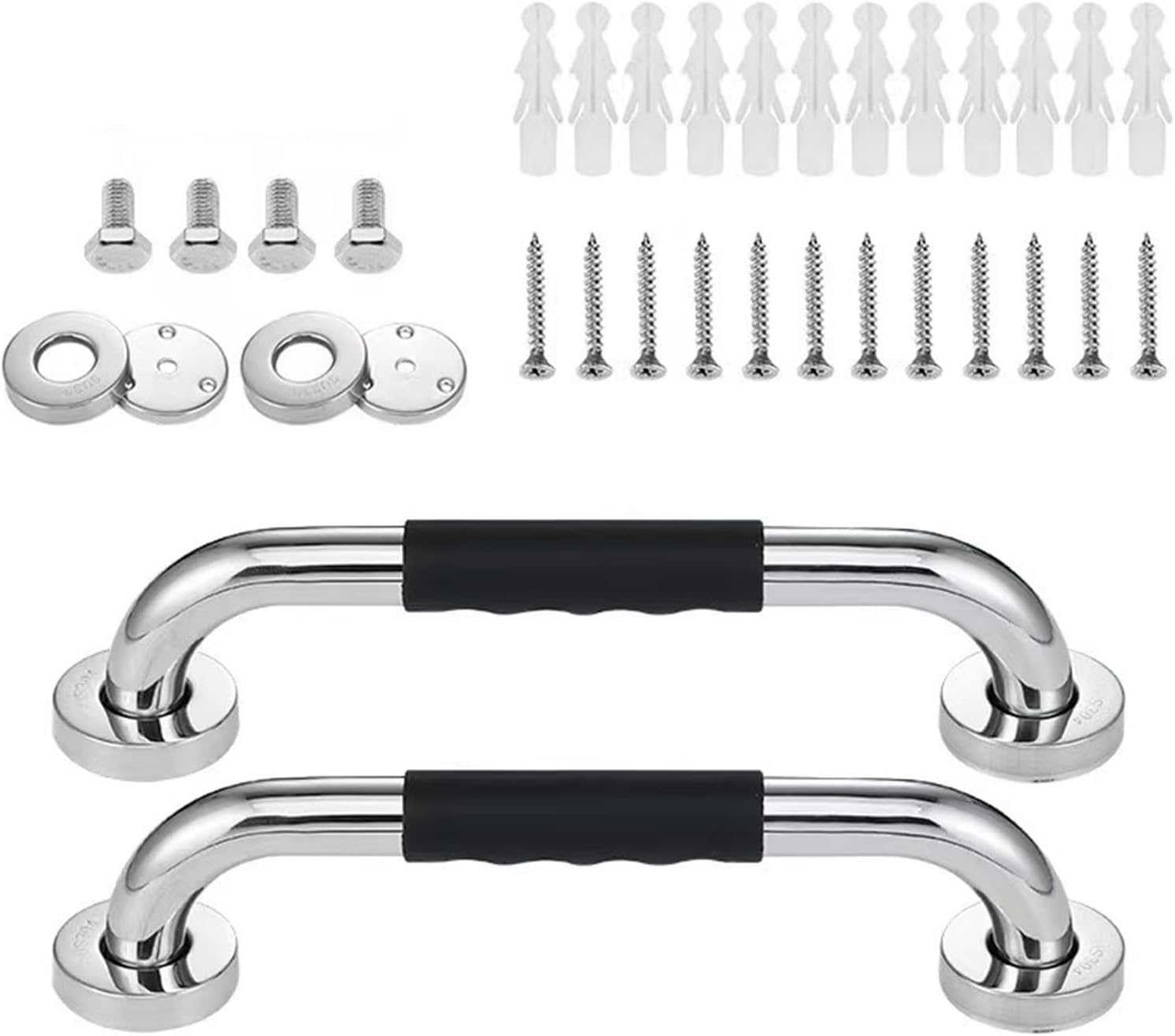 12 Inch Grab Bar 2 Pack Safety Bath Bar for Bathtubs and Showers Seniors Anti Slip Safety Grab Bar Handicap Grab Rails Stainless Steel Bathroom Toilets Grab Bars for Elderly, Pregnant (Wall Mounted)