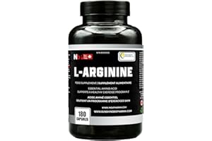 Arginine capsules, 500mg, 180 count vegan friendly vasodilator helping muscles, heart and blood circulation