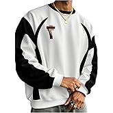 SOLY HUX Men's Graphic Sweatshirt Color Block Crewneck Long Sleeve Fall Pullover Tops Streetwear