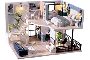 RHZN Miniature House Kit, Dollhouse Kit, Miniature Kit, DIY Mini House Building Kit for Adult Teen