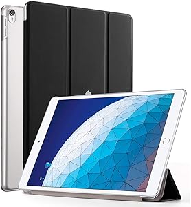 iPad Air 3 (10.5 Inch 2019) Case, iPad Pro 10.5 2017 Case, Poetic SlimShell Slim-Fit Trifold Smart Cover Stand Folio Case with Auto Wake/Sleep for Apple iPad Air 3rd Gen, Slimline Series, Black/Clear