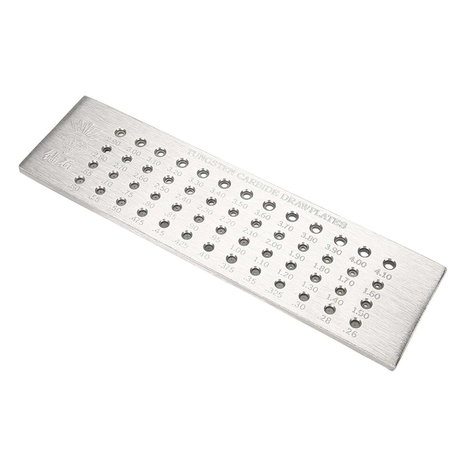 Draw Plate for Jewellery Making, Round Wire Draw Plate Metal Wire Drawplate Tungsten Carbide Steel Wire Drawing Plate, for Making Jewelry 0.26mm to 4.1mm 52 Holes