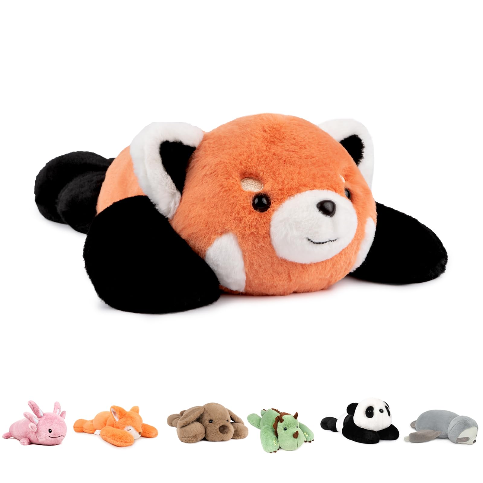 Niuniu Daddy 20" | 3.3 Pound Red Panda Weighted Stuffed Animals Plush Toy, Small Pillowfort Weighted Plush Animals for Kids Adults, Heavy Beads Body Stuffed Animal Pillow for Gift Birthday Christmas Image