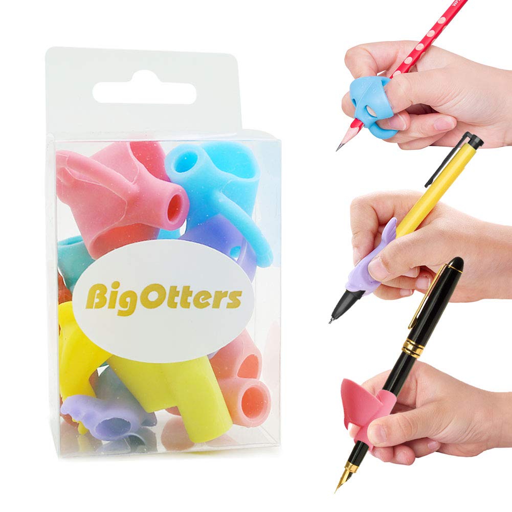 Pencil Grips,9pcs Kids Pencil Holder Writing Training Silicone Pencil Aid Grip Set Fish Dolphin Grip Butterfly Grip 3 Fingers Pencil Grip