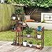 Giantex Flower Rack Wood Plant Stand Wood Shelves Bonsai Display Shelf Indoor Outdoor Yard Garden Patio Multifunctional Storage Rack Bookshelf W/Hollow-Out Rack (47.5’’Lx 10’’Wx 47.5’’H (7 Tier))