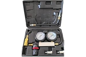 ZEAJSRU Cylinder Leak Down Tester Kit with Dual Gauges, Engine Cylinder Leakage Diagnostic Tool Set with Pressure Regulator, 4 Adapters (M10/M12/M14/M18) & Hoses for Gasoline Engines (TU21 Black)