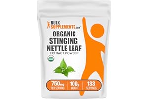 BulkSupplements.com Organic Stinging Nettle Extract Powder - Nettle Leaf Extract, Herbal Supplement - Vegan & Gluten Free, 750mg per Serving, 100g (3.5 oz) (Pack of 1)