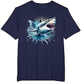 Cool Watercolor Great White Shark Open Jaw T-Shirt