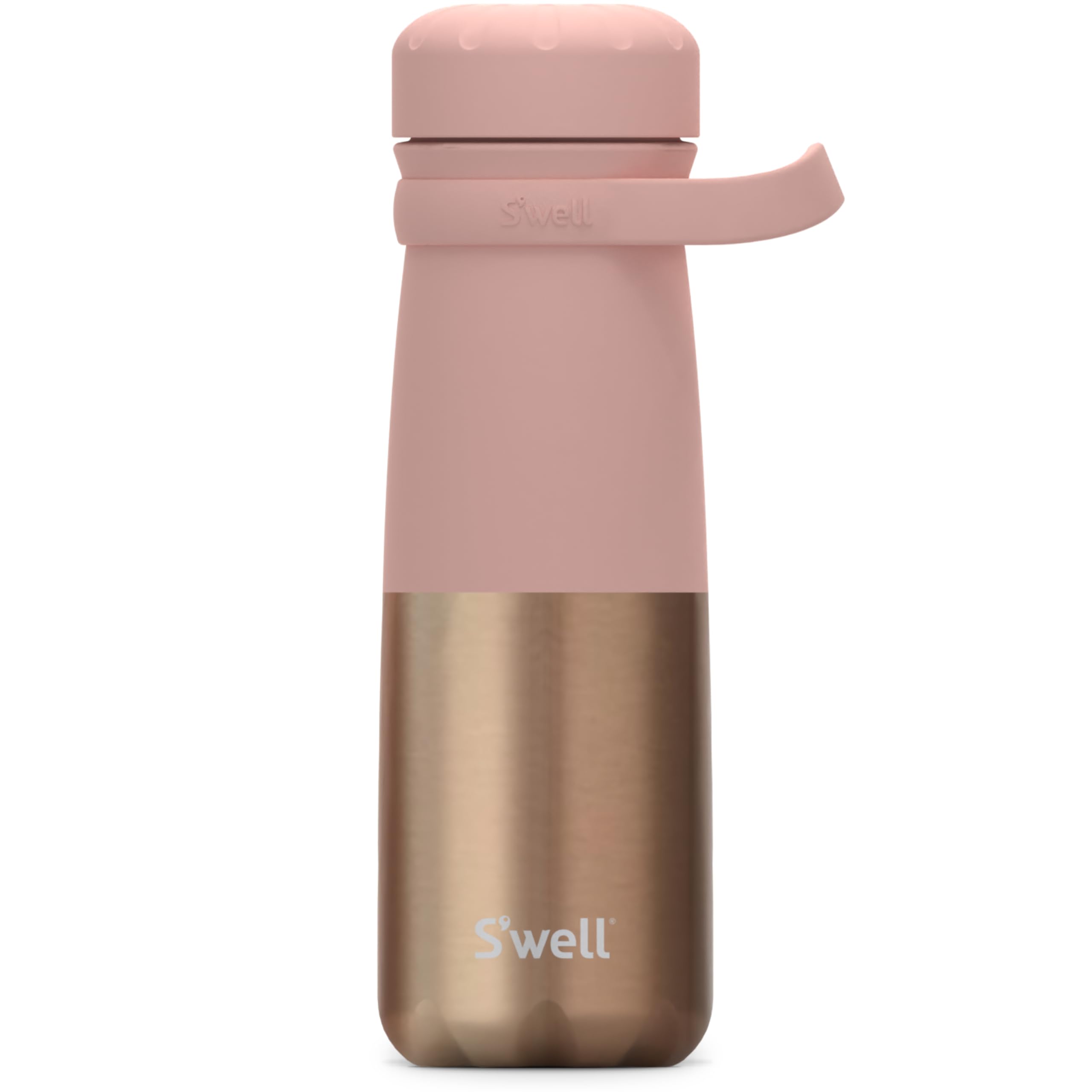 S’well Stainless Steel Traveler With Handle, 24oz, Pink Pyrite, Triple Layered Vacuum Insulated Containers Keeps Drinks Cold for 40 Hours and Hot for 16, BPA Free, Easy Carrying On the Go