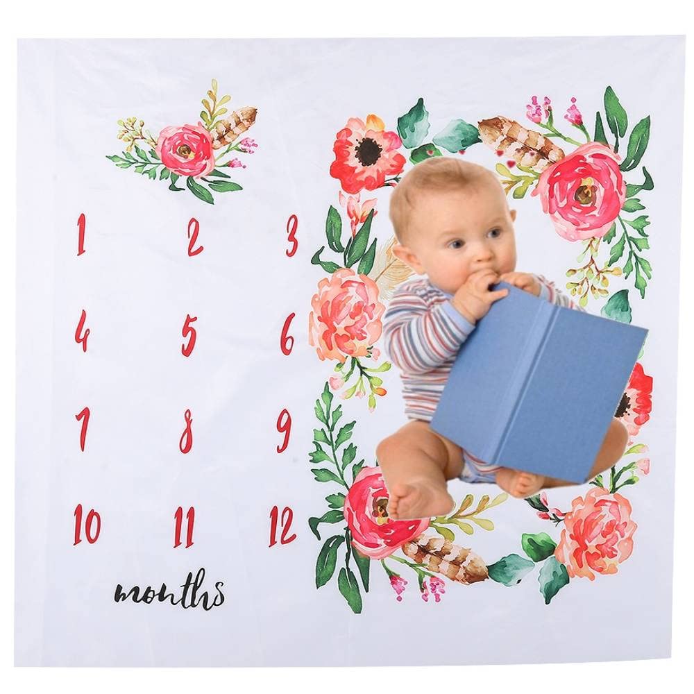 40 x 40 Inch Baby Monthly Blanket for Baby Boys Girls Flower Photography Backdrop Blanket