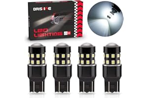 BRISHINE 4-Pack 1000 Lumens Super Bright 7440 7443 7441 7444 W21W LED Bulbs 6000K Xenon White 24-SMD LED Chipsets with Projector for Backup Reverse Lights, Parking Lights, Daytime Running Lights