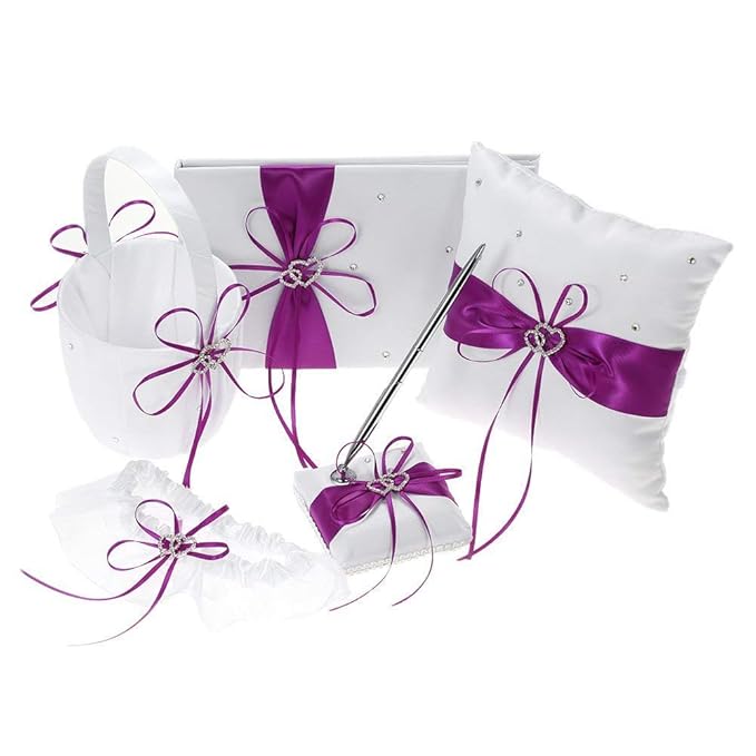 Ring Pillow Flower Girl Basket Wedding Guest Book Pen Set