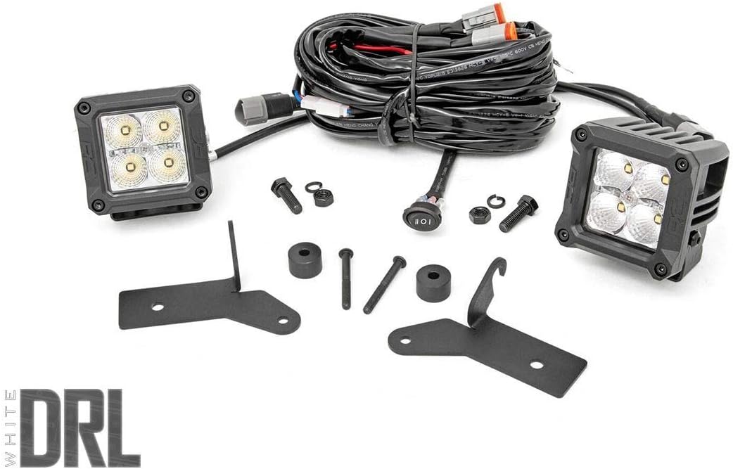 Rough Country 2" LED Lower Windshield Kit Fits 2018-2020 [ Jeep ] Wrangler JL Gladiator JT w/Cool White 70049DRL