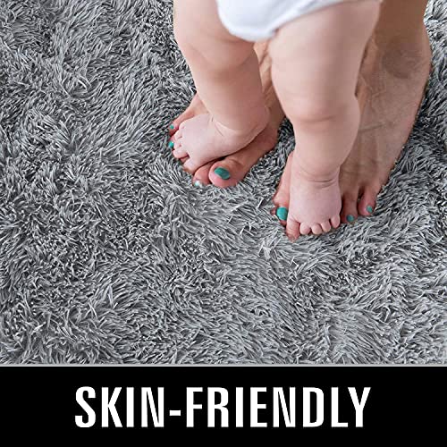 bedee Super Soft Living Room Rug, Large fluffy Area Rug Anti-Skid Faux Fur Rug Modern Shaggy Carpet for Living Room Bedroom (Grey, 80x150 cm)