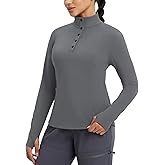 baleaf Women's Fleece Lined Quarter Button Thermal Pullovers Long Sleeve Workout Shirts with Pockets Yoga Travel Tops
