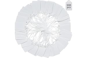 Brothersbox Price Tags with String Attached, 500pcs White Smooth Surface Marking Merchandise Strung Tag Writable Label Small Hang Tag for Pricing Gift Jewelry Clothing 1.375 x 0.875 inch