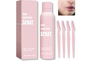 AIUEO Hair Identifier Spray for Face Shaving Skin Body Hair Identifying Spray,Moisturizing Hair Identifier Spray for Face Dermaplaning,Face Hair Identifier Spray with 4 Razors
