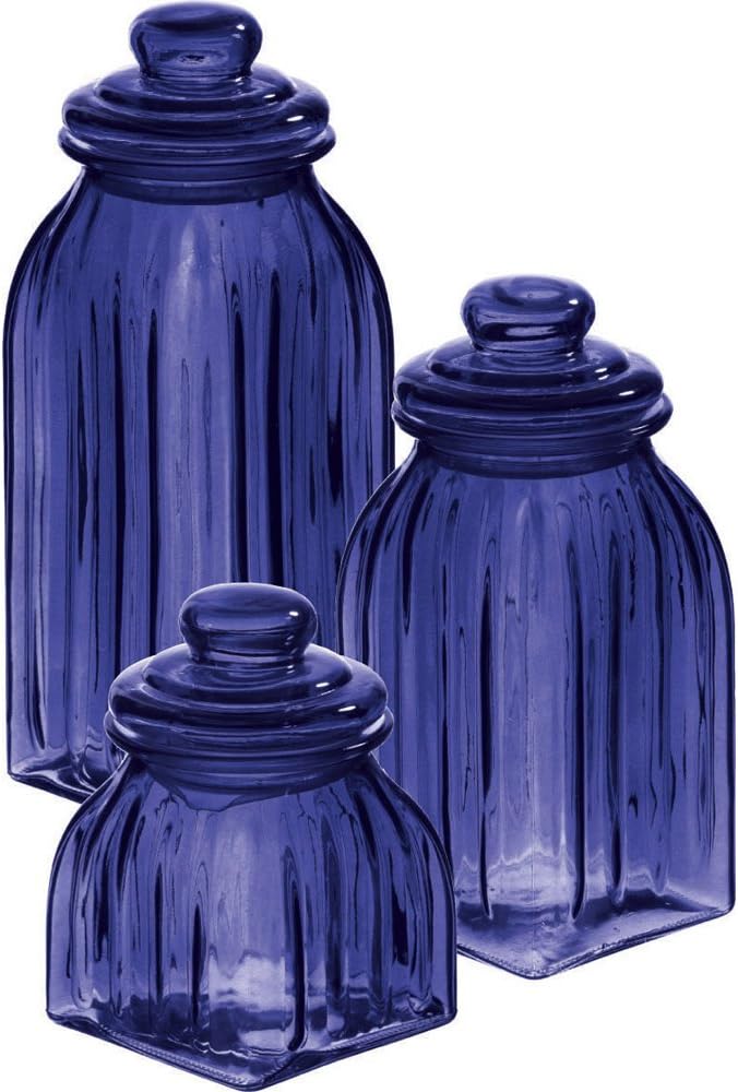 Dark Blue Glass Jar Set