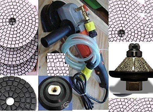 Click Here to See More Images Wet Grinder Polisher 1-Inch Bevel / 45 Degree Bullnose Router Hand Porfiler Shaping and Diamond Polishing Pad DAMO Glaze Buff granite concrete travertine quartz counter top edge