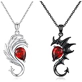 SOESON Angel and Devil Couples Necklace 925 Sterling Silver Couple Matching Necklace Her Him Silver Angel and Black Devil Wings Pendant Matching Jewelry Gifts for Couple Friends Valentine's Day