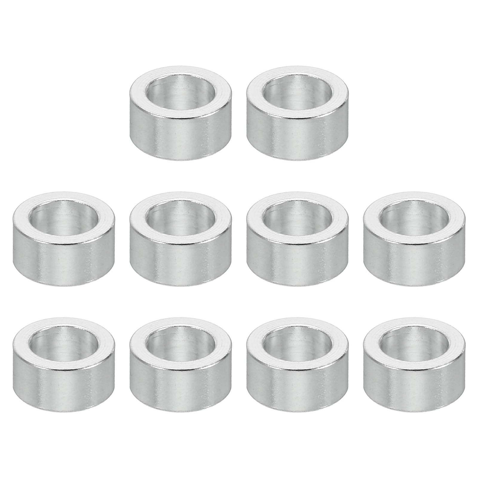 PATIKIL M5 Aluminum Spacers, 10 Pcs Metal Spacer Aluminum 5.2mm ID x 8mm OD x 4mm L Aluminum Spacer Screw Standoff Round for 1/5inch or M5 Screw Bolts