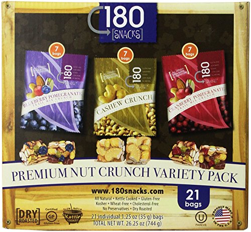 180 Snacks Nut Cluster, 21/1.25 Oz. 7 Blueberry Pomegranate, 7 Cashew Crunch And 7 Cranberry Pomegranate (644220046938)
