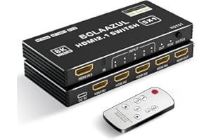 8K HDMI 2.1 Switch 120Hz 4K 5 in 1 Out, BolAAzuL 8K@60Hz HDMI 2.1 Splitter Switcher Selector Box 5-Port with Remote 4K 120Hz 2K 144Hz, HDMI 5x1 HDR, 48Gbps, CEC, Dolby Vision, for Xbox Series X PS5