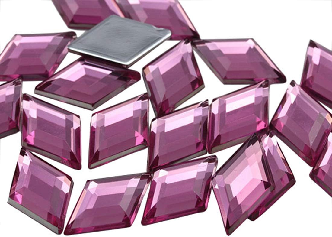 Allstarco11x18mm Flat Back Diamond Acrylic Rhinestones Plastic Gems for Jewelry Making Costume Jewels Cosplay Embelishments - 35 Pieces (Pink Rose H112)