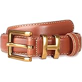 Aurolran Women's Fashion Classic Metal Buckle Leather Belt with Jeans Dress
