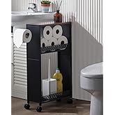 OhuaCason Toilet Paper Holder Stand for Small Bathroom Storage:Skinny Bathroom Storage Cabinet for Small Spaces Tiny Apartment
