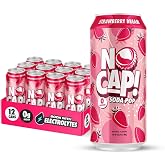NO CAP! Zero Sugar Soda Pop, Caffeine Free, Strawberry Dream, 12-Pack | Next Gen Soda with Electrolytes for Hydration, Vegan &amp; Gluten-Free, 16 oz Cans