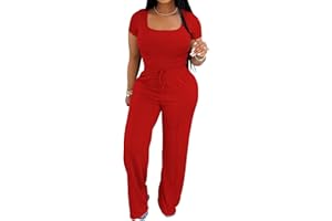 PINSV Women's 2 Piece Outfits Lounge Short Sleeve Tops High Waisted Wide Leg Pants Tracksuit Sets