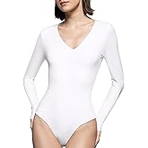 PUMIEY Bodysuits for women V Neck Long Sleeve Body Suit Sexy Tops Smoke Cloud Pro Collection