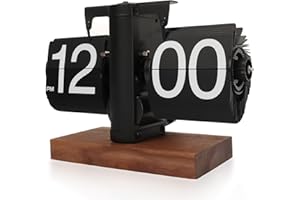 IROSIY Retro Flip Clock - Flip Clock Vintage Desk Clock Digital Automatic Turning, Battery Operated Mechanical Desk Clock, Black - Ideal for Home, Office, Room Decor（Battery not Included