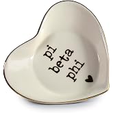 Sorority Shop Pi Beta Phi Jewelry Dish - Heart-Shaped High-gloss finish Ceramic tray with Gold Detailing, Multi-Function Ceramic Ring Dish for Home or Office, Ideal for Jewelry and Keys