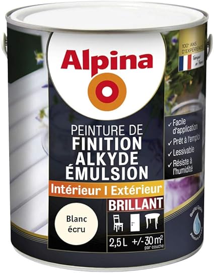 Alpina 952154 Peinture De Finition Alkyde Emulsion Brillant Blanc Ecru Amazon Fr Bricolage