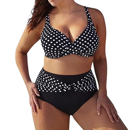 LHWY Bikini Damen Push Up, Frauen Punkte Bikini Gepolstert Mollige Sets Zwei Stück Badeanzüge Badebekleidung Strand Anzug Sch