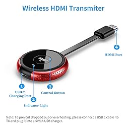TIMBOOTECH HDMI Wireless Transmitter 165FT Red - 1