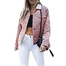 Zamtapary Women Lined Fleece Corduroy Jacket Button Down Boyfriend Outcoat