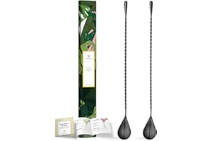 Homestia 12 Inches Stainless Steel Black Mixing Spoon Spiral Pattern Long Handle Bar Spoon Cocktail Spoon Pitcher Spoon for L