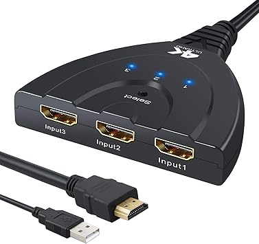 Neoteck Conmutador HDMI 4K 3 Puertos Conmutador HDMI 3 en 1 Salida ...