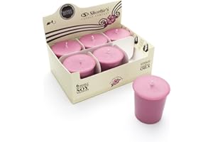 SHORTIE'S CANDLE COMPANY Rose Petals Soy Votive Candles - Scented with Natural Fragrance Oils - 6 Pink Natural Votive Candle Refills - Flower & Floral Collection