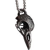 Zyuzles Raven Skull Necklace, Metal Viking Gothic Pendant Jewelry Gifts for Men and Women, Black