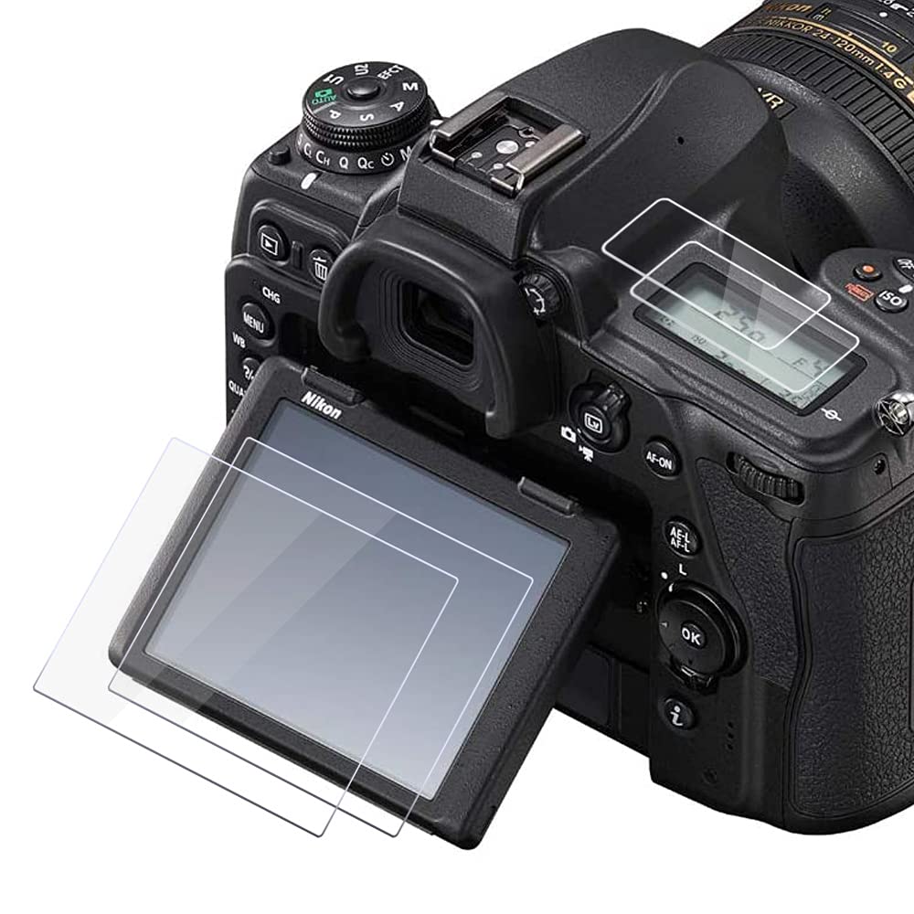 Fire Rock D780 Screen Protector Top+Touch Screen Protector for Nikon D780 D750Camera, Ultra-Clear 9H Hardness Tempered Glass Cover for Nikon d780(2+2) Packs