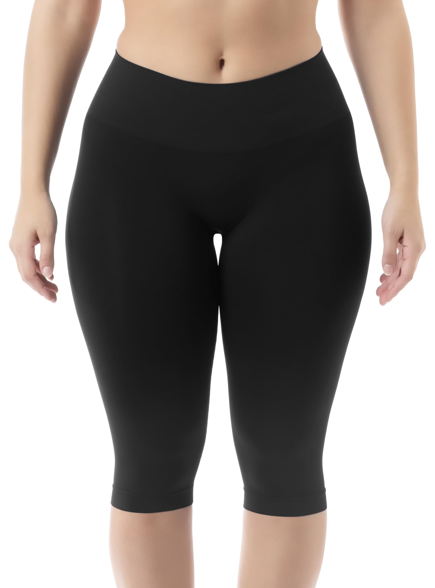 Farmacell 604Y (Black, XL) Shapewear Capri Leggings for Women, Anti-Cellulite 3/4 Leggings with FIR Effect, Made in Italy